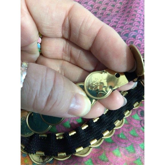 Vintage Gold Coin Stretch Belt ~ So Cute! Medium - Picture 6 of 16